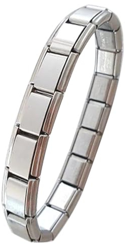 Quiges - Modulo Charm Argento Bracciali lucidi in acciaio inossidabile da 9 mm per maglie italiane