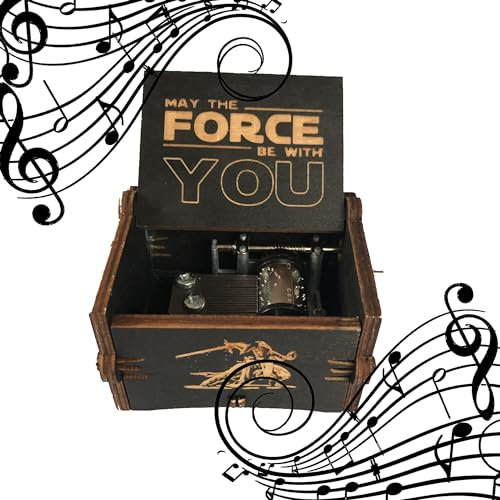 MINGZE Caja de música de Madera manivela, Pure Hand-Classical Music Box Hand-Wooden Music Box Creative Wooden Crafts Best Gifts, Variedad de Estilos (Star Wars（Black）)