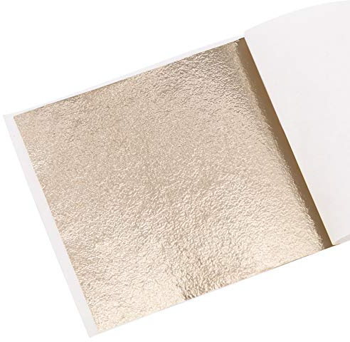KINNO Foglia Oro 100 Fogli Foglia Oro per Lavori Artistici e Artigianali, Decorazioni per Unghie, Dipinti e Cornici per Foto 8X8.5CM (Oro Antico)