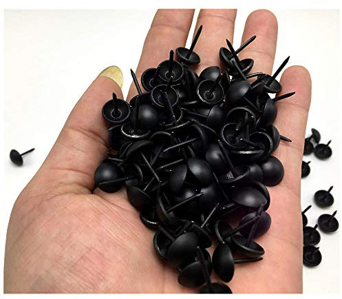 Blasennägel, Stecknadeln, Stecknägel, Möbelnägel, Rundkopfnägel, Reißnägel, 100 Stk-Schwarz * hell * 19mm * 23mm * 100St