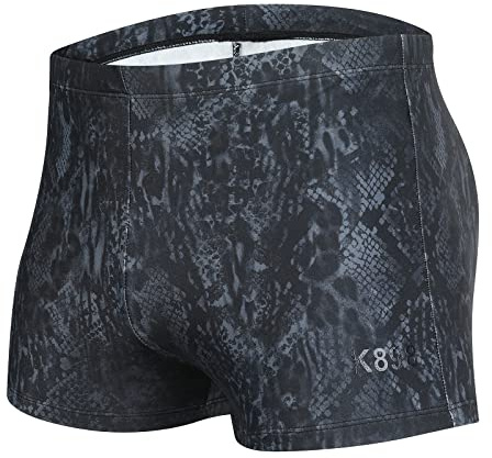 Mens-Swim-Jammers Athletic-Swimwear Quick-Dry-Shorts Durable-Team-Swimsuits - Drawstring Competition Swimming UPF50+ (Snake Skin,L)