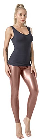 JOPHY & CO. Leggings Pantalone Aderente Skinny Donna Bielastico Ecopelle Push-Up (cod. 9810) (Rosa Lucido, S)