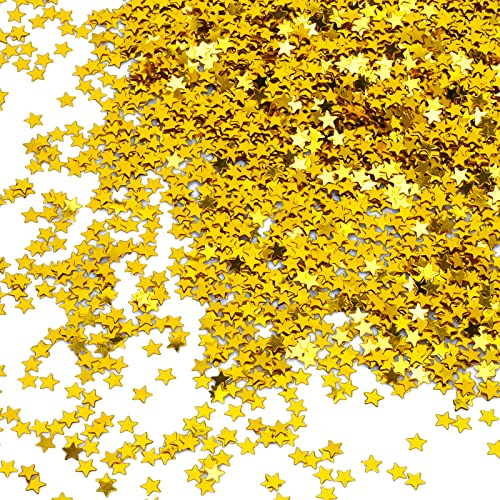 Darbermu 30g Gold Star Confetti Star Table Confettis, 6mm Metallic Glitter Foil Sprinkles Confettis, Sequins Stars Confetti for Birthday Wedding Party Halloween Christmas Decoration