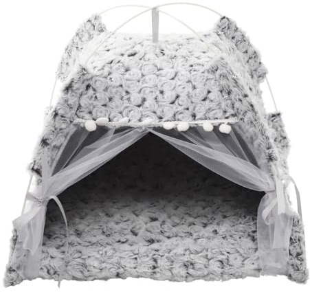 Summer Cat Tent Foldable Pet Teepee Indoor Outdoor Semi-Enclosed Comfortable Cat Nest Small Pet Sleeping Place All-Season Play Tent