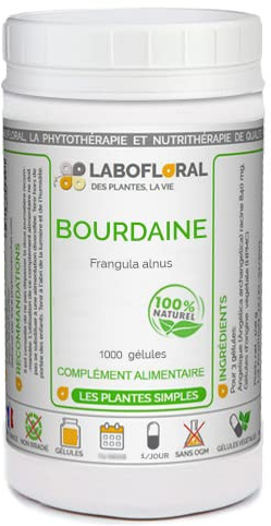 Bourdaine Labofloral 1000 gélules dosées à 250 mg - Complément alimentaire - Laxatif naturel, constipation - Fabriqué en france