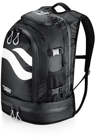 Aqua Speed MAXPACK Rucksack + Mikrofasertuch | Outdoor | Backpack | Alltagsrucksack | 42L | schwarz/weiß