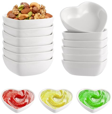 LDHHYH 12 Pièces Bols à Tapas et Sauces, Bols à Tremper en Céramique en Porcelaine, Bols à Tremper Plats à Sauce pour sauces, épices, entrées, sauce soja, collations(8.5 cm)