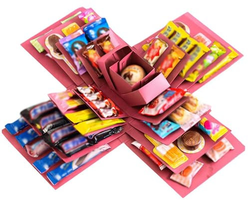 DIY Explosion Geschenkbox, Überraschung Explosion Box Verpackung Geschenk Süßigkeiten Leere Box Kreative Explosion Geschenkbox Handgemachtes Scrapbook Fotoalbum Fotobox Geschenk für Jahrestag