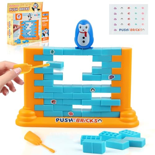 TIVUNORON Pingüinos Juego de Pared, Juguete Pared Bloque Pingüino Apilable, Push Tower Juego para Niños, Divertidos y Educativos, Juegos de Puzzle para Interacción Familiar e Fiesta Infantil