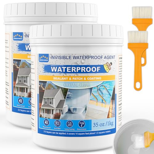 Sellador Líquido Impermeable 2KG, Revestimiento Impermeable | Impermeabilizante Transparente para Interior y Exterior | Antifugas para Baño, Cocina, Techo, Pared, Terraza y Balcón