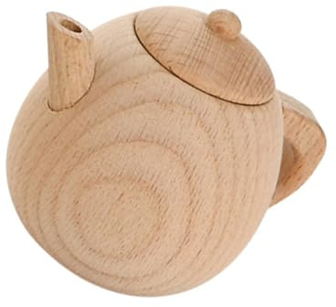 jojofuny Boys and Girls Wooden Tableware Toy Mini Tea Pot Solid Beech Wood No Paint Simulation Kitchen Play House Toy for Nursery Role Play