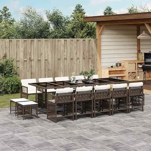Bladez Gruppo da giardino in rattan PE con cuscino, in acciaio verniciato a polvere, resistente alle intemperie e durevole, per terrazza e giardino, accoglienti mobili per esterni