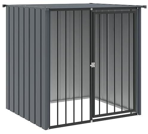 Niche pour Chien Extérieur Métal, Chenil d'extérieur Enclos Cage pour Chien avec Toit Noir 110x103x109 cm Acier galvanisé