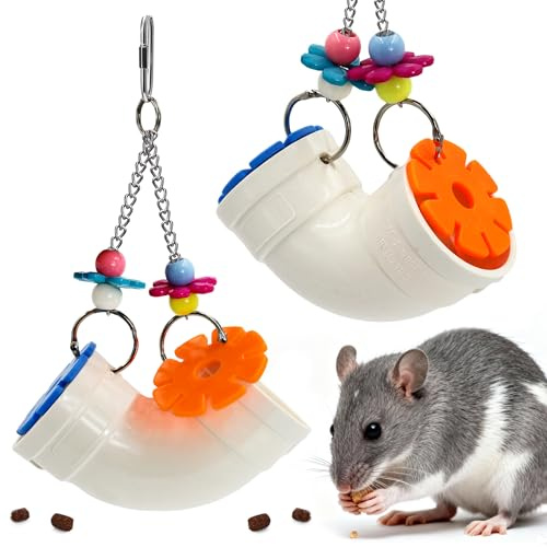 Jevnd 2Pcs Rat Enrichment Toys, Wide Opening Rat Foraging Toy for Various Treat, Slow Feeder Hanging Fancy Mice Cage Accessories Puzzle Toy More Healthy, Easy-Clean Rodent Toys for Rat, Mice