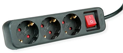 ROLINE 3-fach Steckdosenleiste mit Schalter, schwarz, 10 m