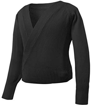 XueXian Damen Langarm Ballett Top Wickeljacke Pullover Strickjacke Bolero Top Cardigan Oberteile(Schwarz,)