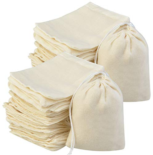 Tayfremn 200Pcs Cotton Drawstring Bags, Reusable Muslin Bag Natural Cotton Bags with Drawstring Produce Bag Bulk Gift Jewelry Pouch for Party Wedding Home Storage, Natural Color (4 x 3 Inches)