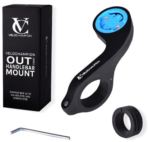 VeloChampion Support de Guidon Vélo Déporté Compatible avec Les GPS Garmin ou Wahoo. Convient aux Diamètres de Guidon de 25,4 à 35 mm.