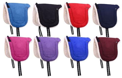 NETPROSHOP Bareback Pad Velour ridning utan sadel med mjuk fuskpäls shetty/pony/full/XLFull, storlek: Shetty, färg: röd