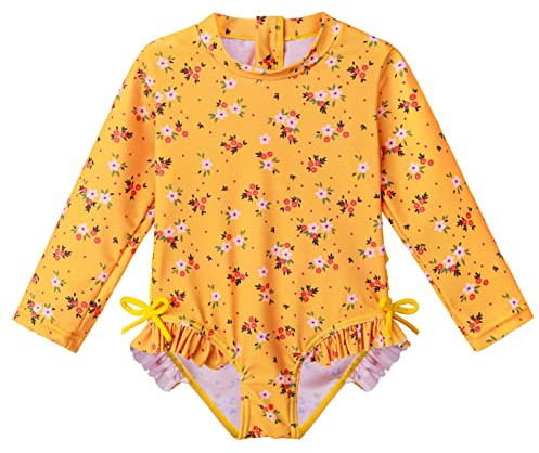 XFGIRLS Maillot de Bain Slip Une pièce à Manches Longues Anti-UV pour Fille de 0 Mois à 6 Ans
