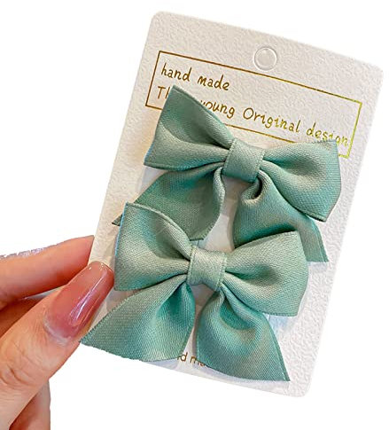 2 Stück Schleifen-Haarspangen, Haarspange Haarschleifen Mädchen, Rutschfeste Krokodil-Haarspangen, Haarschmuck, Mode, Mädchen, Haarschmuck, Frauen, Weihnachten, Hochzeit, Geburtstag (Grün)