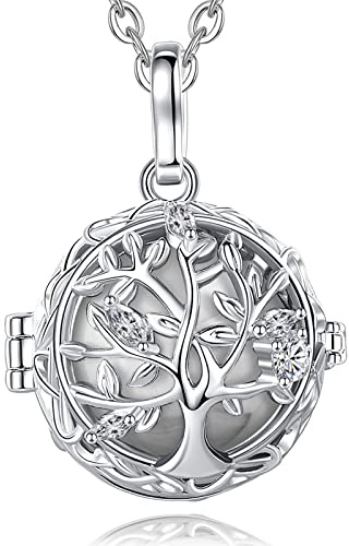 AEONSLOVE Llamadores de Angeles Embarazadas con Dulce Melodía Collar Colgante Árbol de la Vida para Futuras Madres Regalo Original para Mujer Embarazada, 2 Cadenas