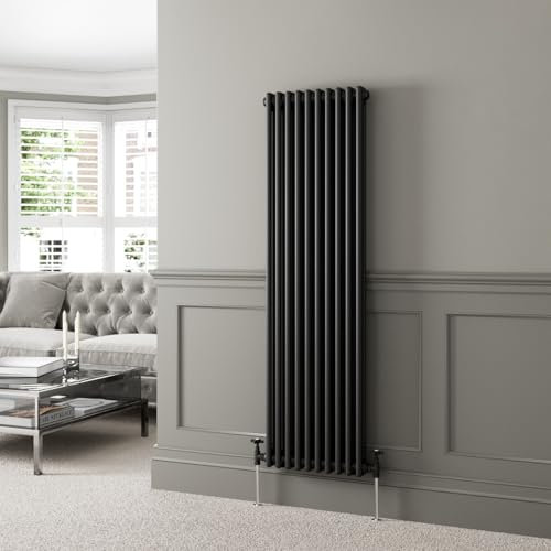DuraTherm® 1600 x 470mm Black Traditional Vertical Designer Radiator Double Column Colosseum Cast Iron Style Central Heating Panel Radiators Rad