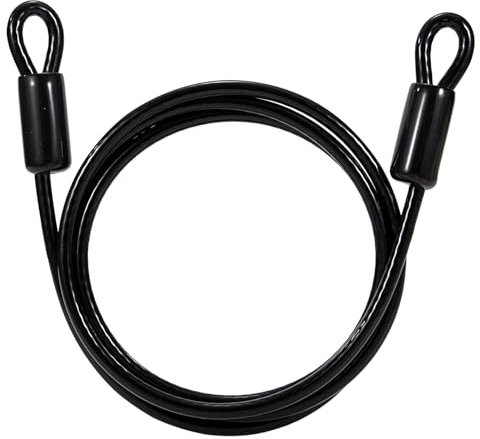GUNGY Schlaufenkabel Stahlseil mit Ösen Sicherheitskabel 2M Lang 8mm Stärke mit Kunststoff Ummantelt für Kabelschloss Fahrradanhänger Schwarz