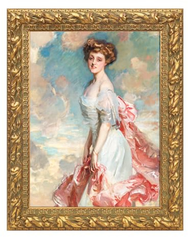 FOLKOR Wood Frame for 8x10 Canvas Paintings, Finished Antique Gold Ornate Canvas Frame for Oil Painting Art Prints, 8x10 Vintage Frame for Home Living Room Wall Decor (Empty Frame, No Backboard)