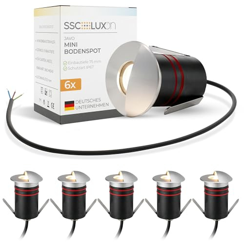 SSC-LUXon JAVO Spot encastrable LED pour l'extérieur 230 V IP67 avec éclairage latéral en aluminium - Éclairage au sol pour terrasse, jardin et chemins Ø 47 mm