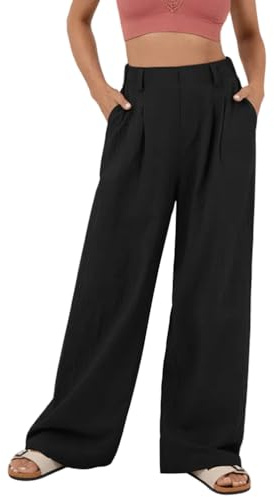 ORANDESIGNE Pantaloni Donna Zampa Larga Curvy Eleganti Vita Alta A Palazzo Pantalone Dritto Lunghezza Pantaloni Tailleur Ufficio Business Casual Moda Pants Nero 3XL