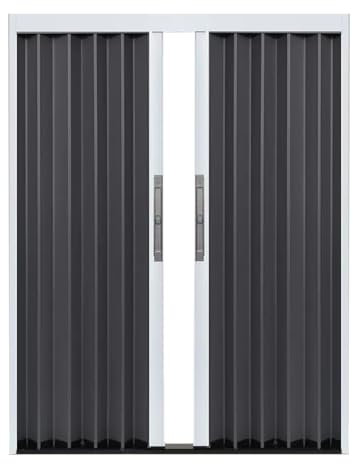 Akkordeon-Falttür für Tür und Wohnzimmer, weißer Türrahmen mit grauer Aluminiumplatte, groß, 188 x 203,2 cm