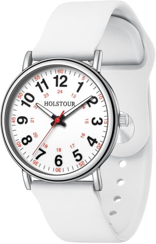 HOLSTOUR Nurse Watch, White Silicone Band