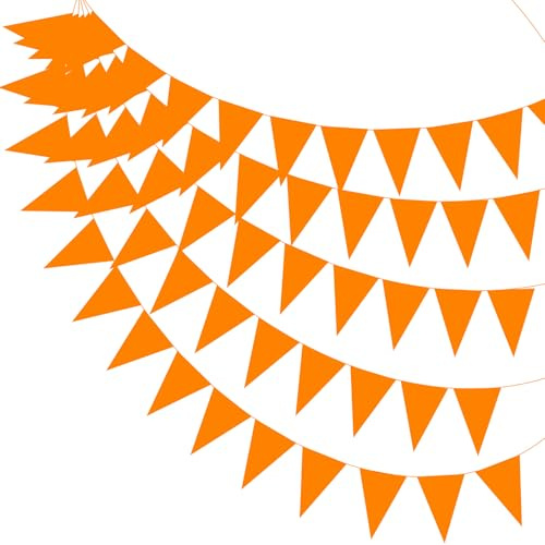 PATIKIL 49ft Banderines De Tela De Fieltro, 2 Pcs Cadena De Banderines Triangulares Para Decoraciones De Carnaval Boda Cumpleaños, Naranja