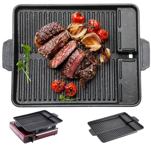 Plancha para inducción, plancha de hierro fundido, sartén rectangular, parrilla de gas, hornillo de gas, hornillo de gas, parrilla de camping, parrilla de camping, placa antiadherente, para fogones