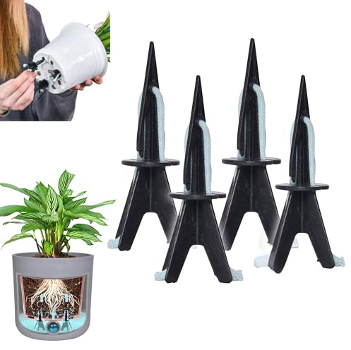 GreenShip 4-Pack Patented Self-Watering Spikes – DIY Plant Watering System for Indoor Plants, Fits Grower Pots, Reuse Containers, Automatic Self-Watering Stakes (Small)