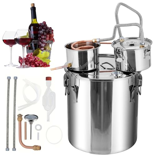 XoTiq Moonshine Still Distiller, 3 Gal 12 Litri in Acciaio Inossidabile Alcool Kit di Birra Caldaia con Tubo di Rame, termometro e Pompa, Kit per la Produzione di caldaie al Spirito del Vino