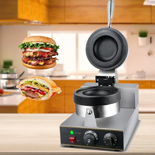 Giuggiolared Macchina per Hamburger, 1200W Macchina per Gelato Commerciale Antiaderente per panini, Temperatura Regolabile &Timer, Riscaldamento bifacciale, Pressa per Hamburger Gelato Waffle Maker