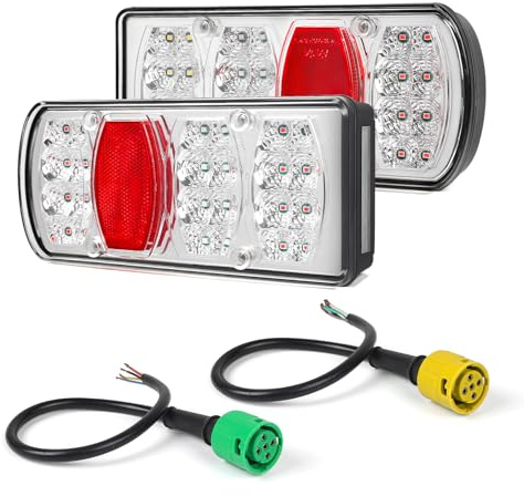 Yuanjoy LED Anhänger Rückleuchten Set, Wasserdichte 13 Poliger Anhängerstecker Adapter mit 0.3 Meter Kabel, 12V 24V 13 Polig Anhänger Beleuchtung Set mit E-Prüfzeichen