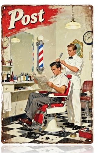 WADORN Targa in metallo vintage da barbiere, 20 x 30 cm, decorazione da parete divertente con taglio di capelli, decorazione per casa, camera da letto, garage, bar, cantina, parrucchiere, pub, club