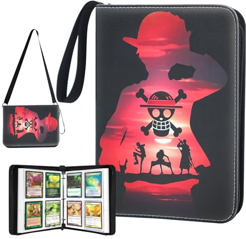 One Piece Album di carte collezionabili 400 tasche - 50 pagine 4 tasche, design portatile e impermeabile, in poliuretano, pratico raccoglitore