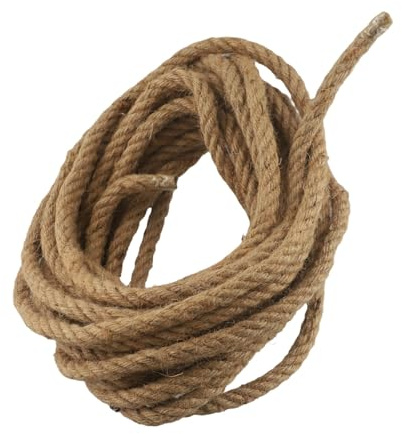 Whychstore Cuerda de yute natural de 12 mm x 10 m, cuerda de cáñamo fuerte para manualidades, embalaje, jardinería, cordón marrón seguro para mascotas, proyectos de bricolaje