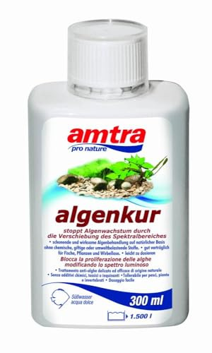 Amtra Algen-Kur - Anti alghe acquario acqua dolce, liquido per acquari, Controllo naturale delle alghe in acquari d'acqua dolce, 300 ml