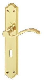 HOPPE PZ - Garnitur Langschild Türdrückergarnitur für den Wohnbereich Messing poliert Typ Almeria M166SN/2700