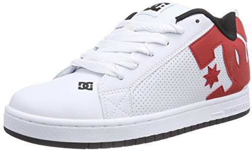 Dc Shoes Court Graffik mäns logotyp kontrast skate snörning träningsskor, Weiß vit röd svart, 42 EU
