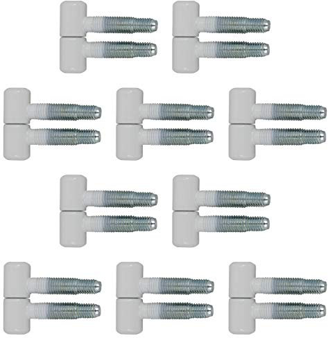Gedotec Charniere Porte et Meuble - 30 13 012 - Porte en Bois et Métal de Meuble, Portail, Volet, Fenêtre -Type Anuba/SFS Intec -Tige à Visser de 29 mm - Charge 35 kg - Acier Blanc Mat - 10 Pièces