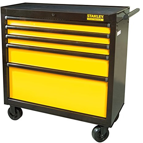 Stanley FatMax Werkstattwagen/Werkzeugwagen, Transmodul System, mit 5 Schubladen, Zentralverriegelung, bis 635kg Gesamtbelastbarkeit, Schubladendämpfer, Gummimatten in den Schubladen, FMHT0-74027