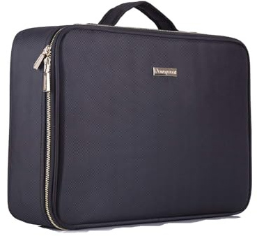 ROWNYEON Makeup Bag Organizer, Professional Portable Travel Makeup Bag for Make-up Artist, Makeup Train Case with EVA Adjustable Dividers |14x10 Inch | Black