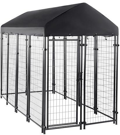 Amazon Basics - Welded Rectangular Outdoor Secure Wire Crate Kennel for Cat, Dog Large, Black, 102 x 48 x 72 inches