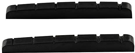 Musiclily Pro Urea Resin Plastic 43mm Slotted Strat Tele Electric Guitar Nuts Flat Bottom for 6-string Stratocaster/Telecaster Guitar, Black(Set of 2)
